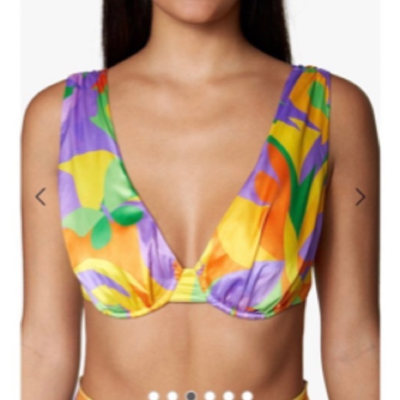 WeWoreWhat Underwire V neck Saved by the Bell Bra Top Bustier yellow colorful - Picture 2 of 5